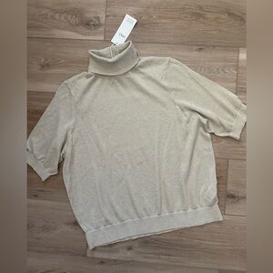 M&S Short Sleeve Glitter Turtleneck M NWT